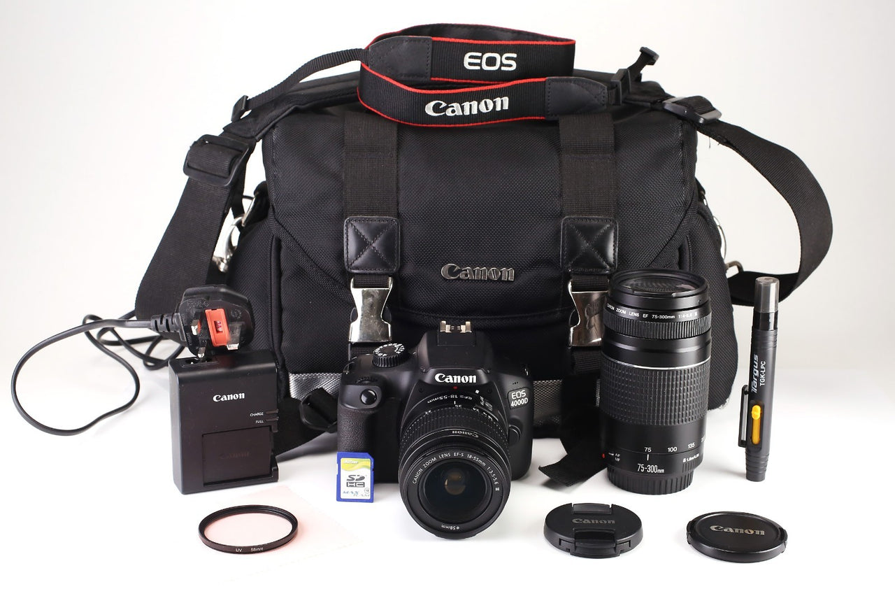 UPG24 DAILY DROP - Canon EOS 4000D DSLR & 18-55 & EF 75-300mm Kit Refurbished + 12Month Guarantee.